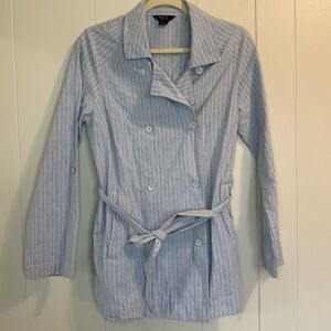 Hayes Women's Medium Striped Double Breasted Jacket 100% Cotton Coastal Nautical